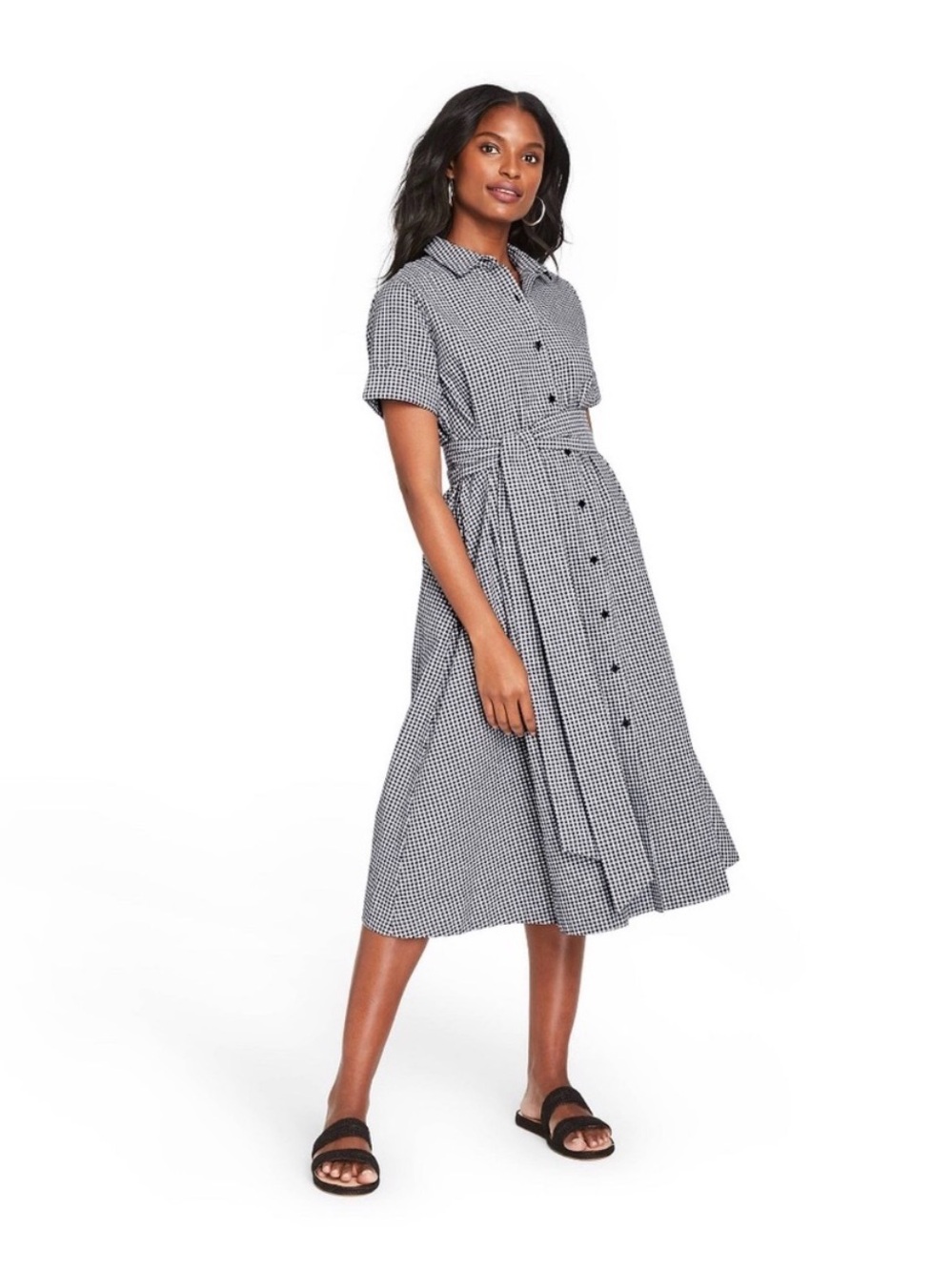 Lisa Marie Fernandez x Target Black & White Gingham Shirt Dress Size Medium
